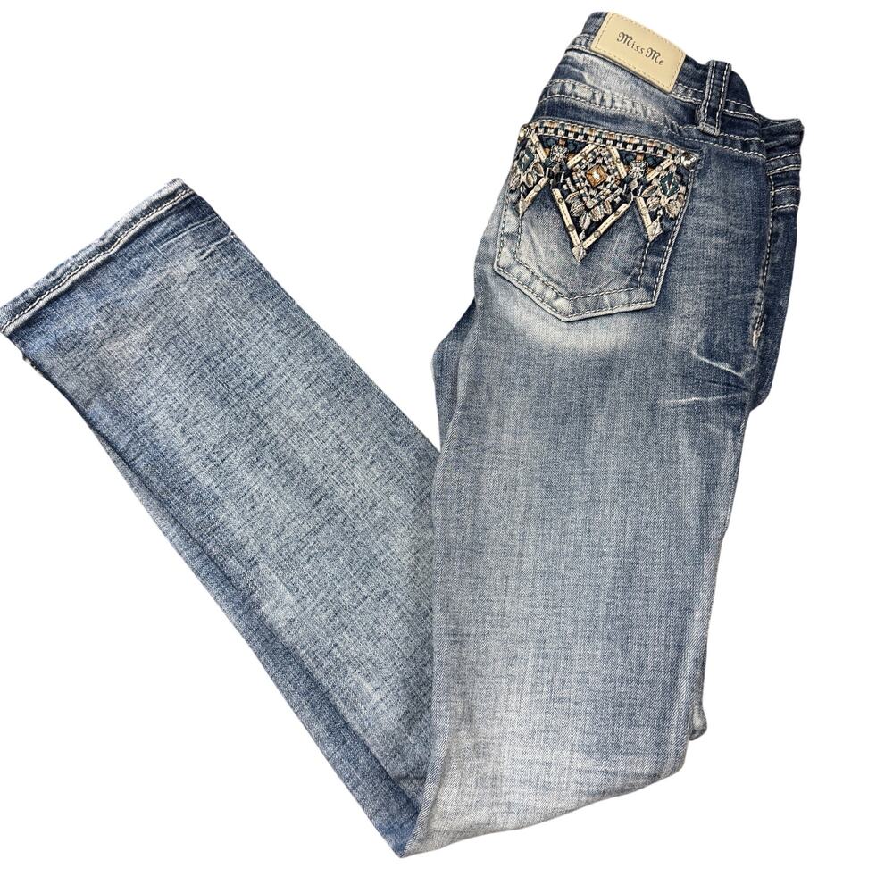 Miss Me Low Rise Distressed Straight Leg Jeans Size 26